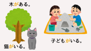猫がいる・木がある・子供がいる